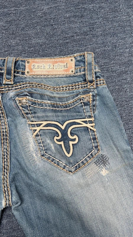 Rock Revival Jeans W26 Heidi S Y2K Distressed Bootcut Low Rise Ripped Vintage