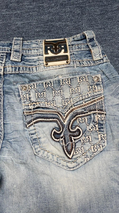 Rock Revival Y2K Jeans W36 Flare Bootcut Strass Bling Low Rise Prewitt