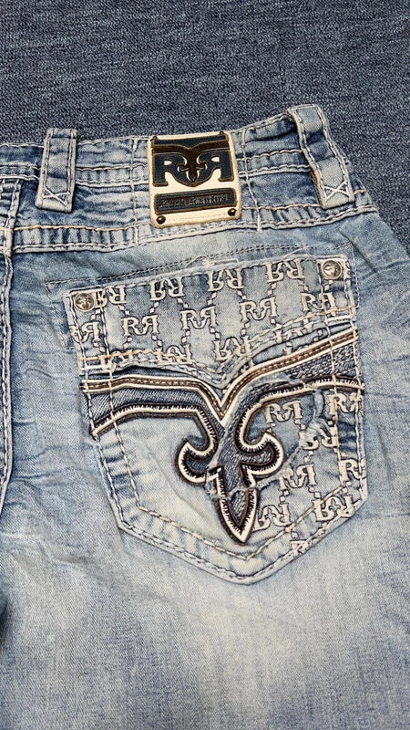 Rock Revival Y2K Jeans W36 Flare Bootcut Strass Bling Low Rise Prewitt