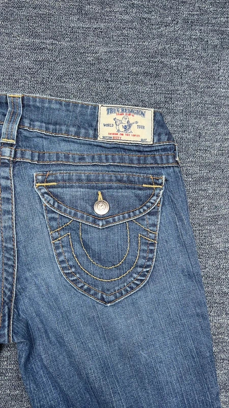 True Religion Joey Jeans W30 Y2K Bootcut Mid Wash Low Rise Made in USA Vintage