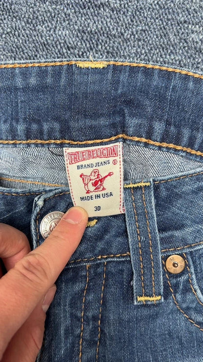 True Religion Joey Jeans W30 Y2K Bootcut Mid Wash Low Rise Made in USA Vintage
