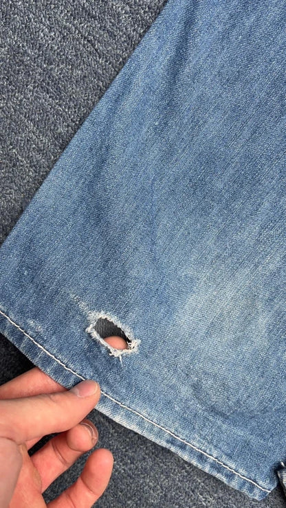 True Religion Joey Jeans W34 Big T Y2K Light Wash Bootcut Made in USA Vintage