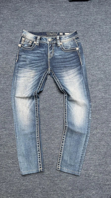 Miss Me Jeans W26 Skinny Y2K Strass Glitzer Notenschlüssel Pocket Low Rise XS / S